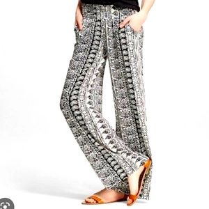 Mission Boho Inspired Wide Leg Rayon Black, Cream, and Gray Palazzo Pant